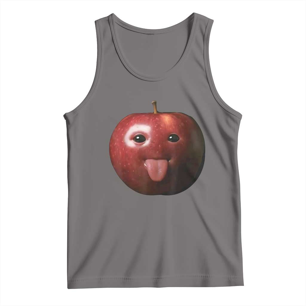 Cute Freaky Apple with Tongue Out Tank Top Funny Goofy AI Fruit Meme - Wonder Print Shop