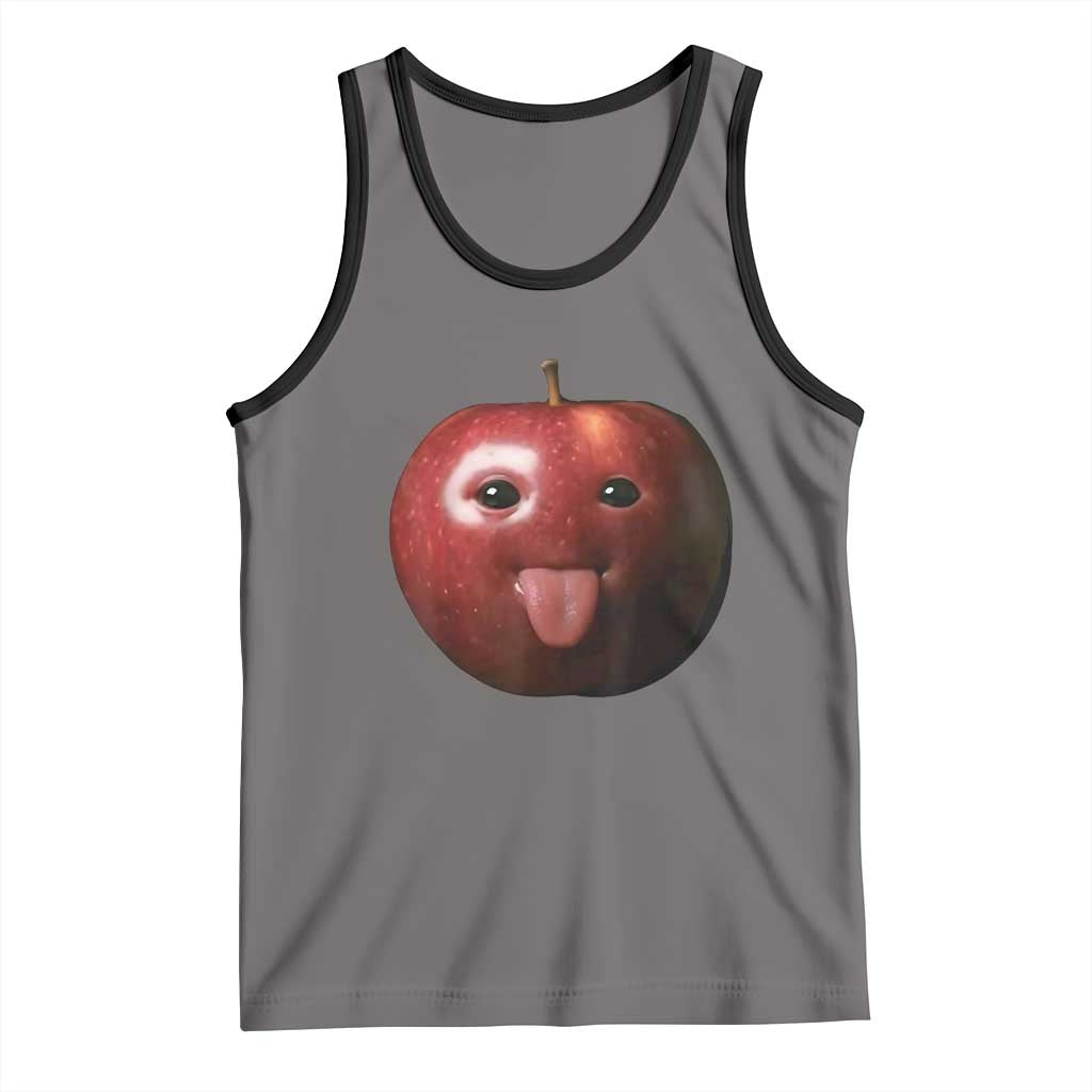Cute Freaky Apple with Tongue Out Tank Top Funny Goofy AI Fruit Meme - Wonder Print Shop