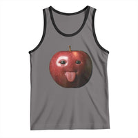 Cute Freaky Apple with Tongue Out Tank Top Funny Goofy AI Fruit Meme - Wonder Print Shop