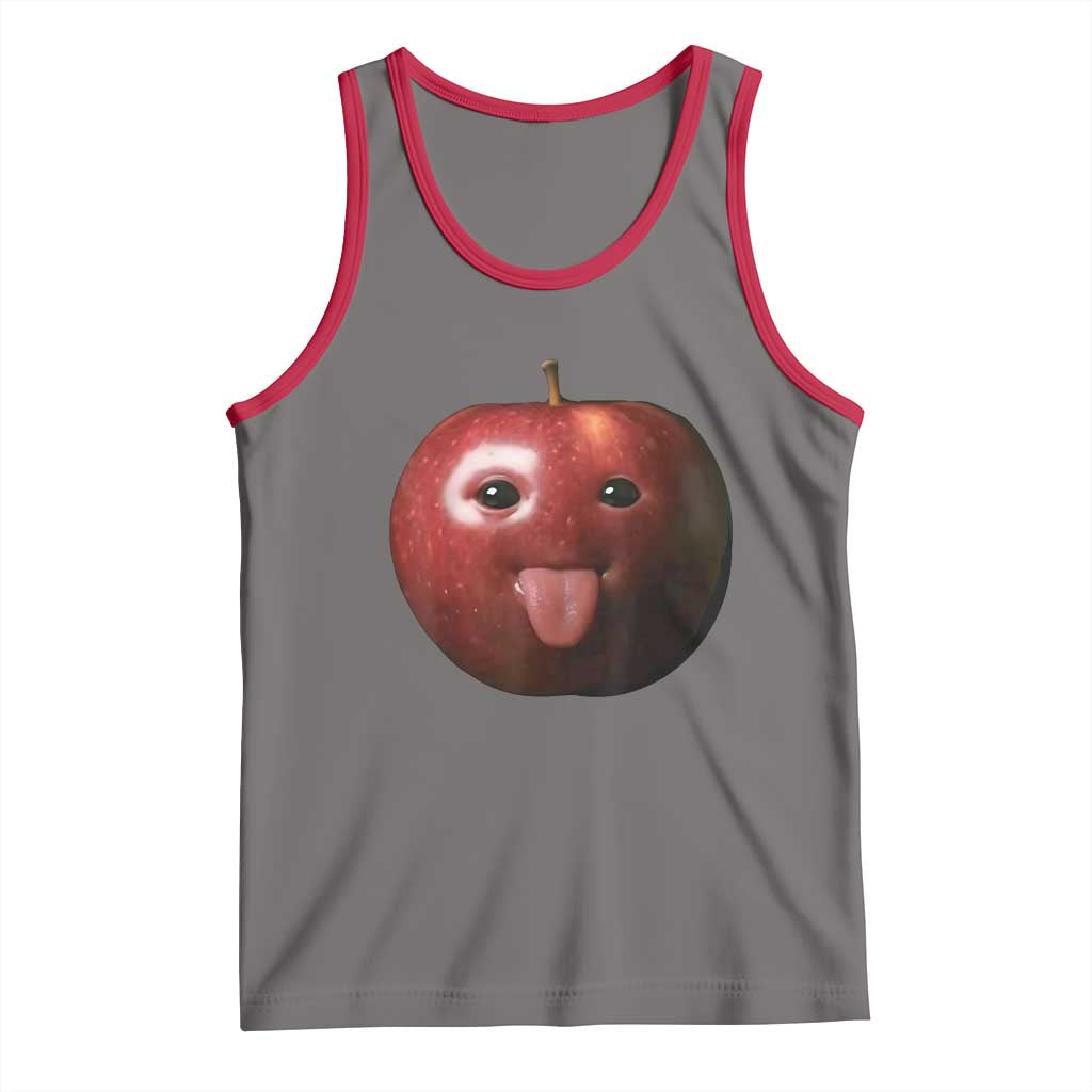 Cute Freaky Apple with Tongue Out Tank Top Funny Goofy AI Fruit Meme - Wonder Print Shop