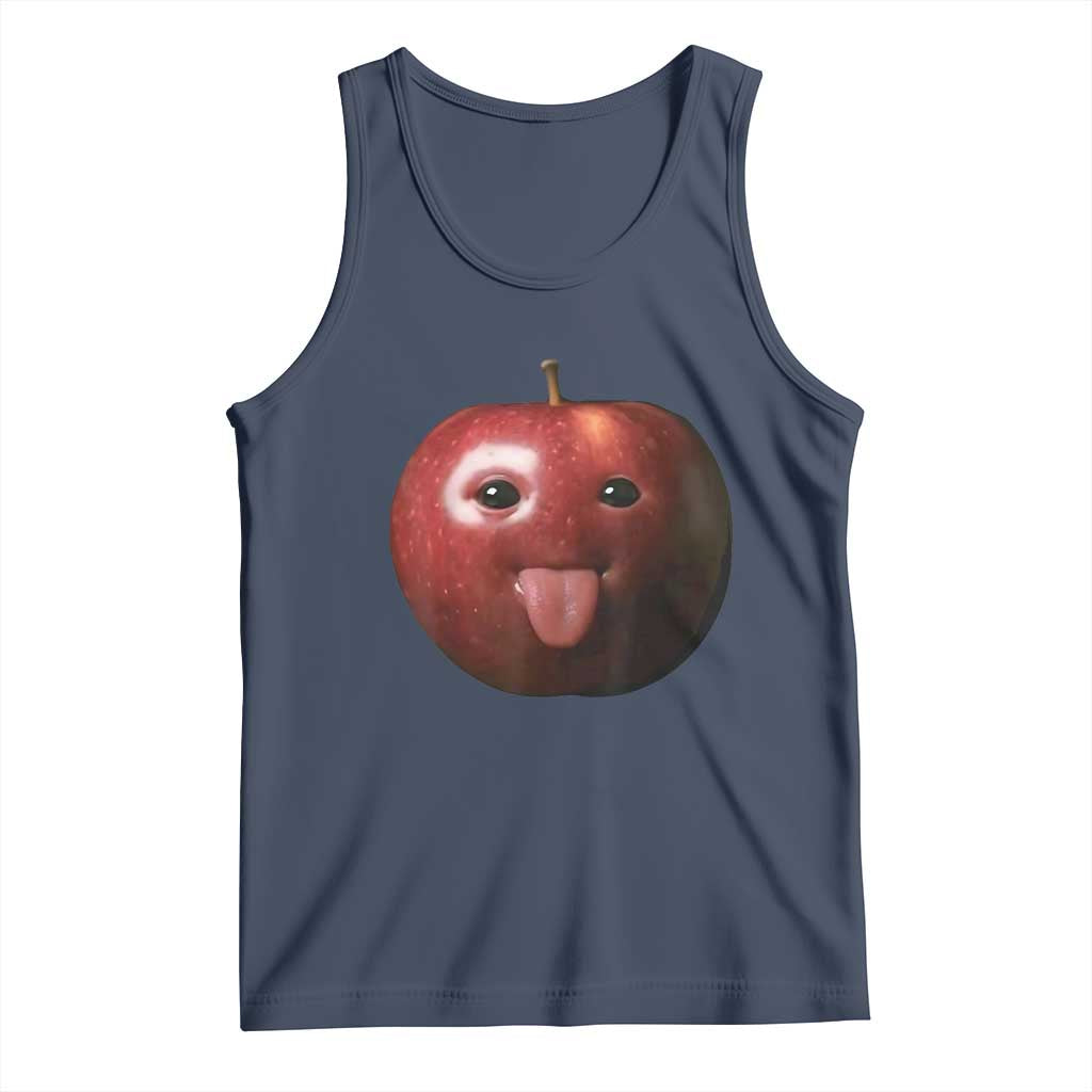 Cute Freaky Apple with Tongue Out Tank Top Funny Goofy AI Fruit Meme - Wonder Print Shop