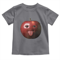 Cute Freaky Apple with Tongue Out Toddler T Shirt Funny Goofy AI Fruit Meme - Wonder Print Shop
