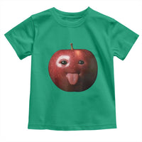 Cute Freaky Apple with Tongue Out Toddler T Shirt Funny Goofy AI Fruit Meme - Wonder Print Shop
