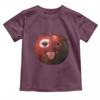 Cute Freaky Apple with Tongue Out Toddler T Shirt Funny Goofy AI Fruit Meme - Wonder Print Shop