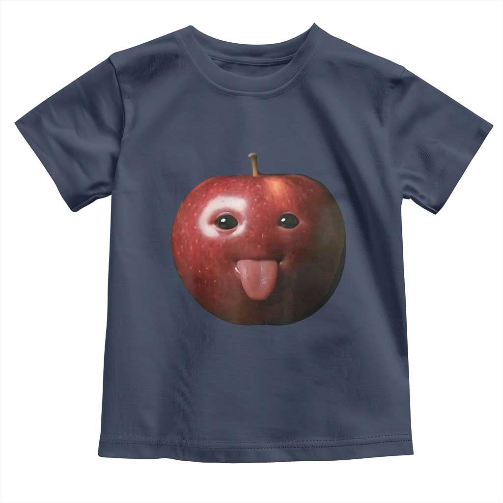 Cute Freaky Apple with Tongue Out Toddler T Shirt Funny Goofy AI Fruit Meme - Wonder Print Shop