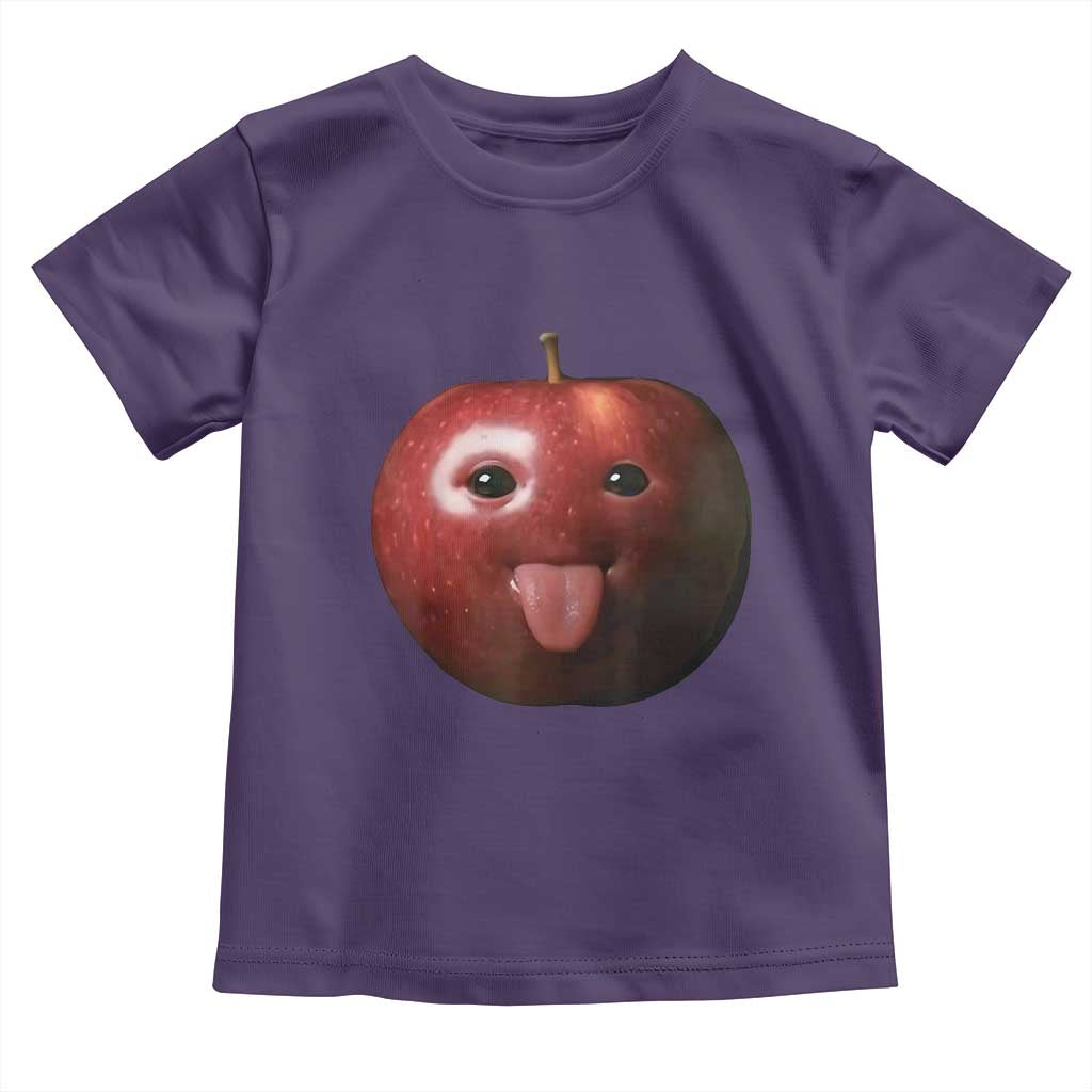 Cute Freaky Apple with Tongue Out Toddler T Shirt Funny Goofy AI Fruit Meme - Wonder Print Shop