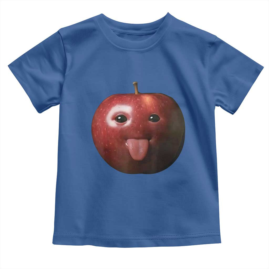 Cute Freaky Apple with Tongue Out Toddler T Shirt Funny Goofy AI Fruit Meme - Wonder Print Shop