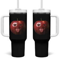 Cute Freaky Apple with Tongue Out Tumbler With Handle Funny Goofy AI Fruit Meme - Wonder Print Shop