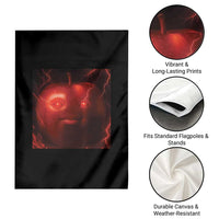 Evil Freaky Apple Meme Garden Flag Creepy Dark AI Fruit Face With Glowing Eyes - Wonder Print Shop