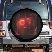 Evil Freaky Apple Meme Spare Tire Cover Creepy Dark AI Fruit Face With Glowing Eyes - Wonder Print Shop