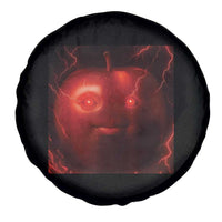 Evil Freaky Apple Meme Spare Tire Cover Creepy Dark AI Fruit Face With Glowing Eyes - Wonder Print Shop