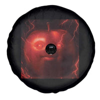 Evil Freaky Apple Meme Spare Tire Cover Creepy Dark AI Fruit Face With Glowing Eyes - Wonder Print Shop