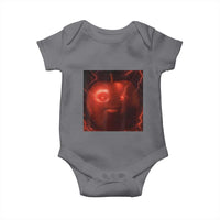 Evil Freaky Apple Meme Baby Onesie Creepy Dark AI Fruit Face With Glowing Eyes - Wonder Print Shop