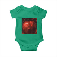 Evil Freaky Apple Meme Baby Onesie Creepy Dark AI Fruit Face With Glowing Eyes - Wonder Print Shop