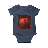 Evil Freaky Apple Meme Baby Onesie Creepy Dark AI Fruit Face With Glowing Eyes - Wonder Print Shop
