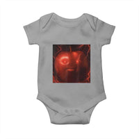Evil Freaky Apple Meme Baby Onesie Creepy Dark AI Fruit Face With Glowing Eyes - Wonder Print Shop