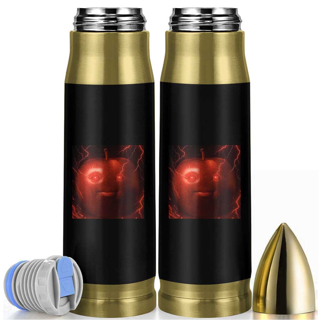 Evil Freaky Apple Meme Bullet Tumbler Creepy Dark AI Fruit Face With Glowing Eyes - Wonder Print Shop