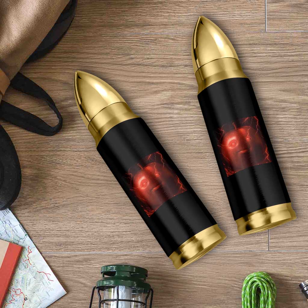 Evil Freaky Apple Meme Bullet Tumbler Creepy Dark AI Fruit Face With Glowing Eyes - Wonder Print Shop