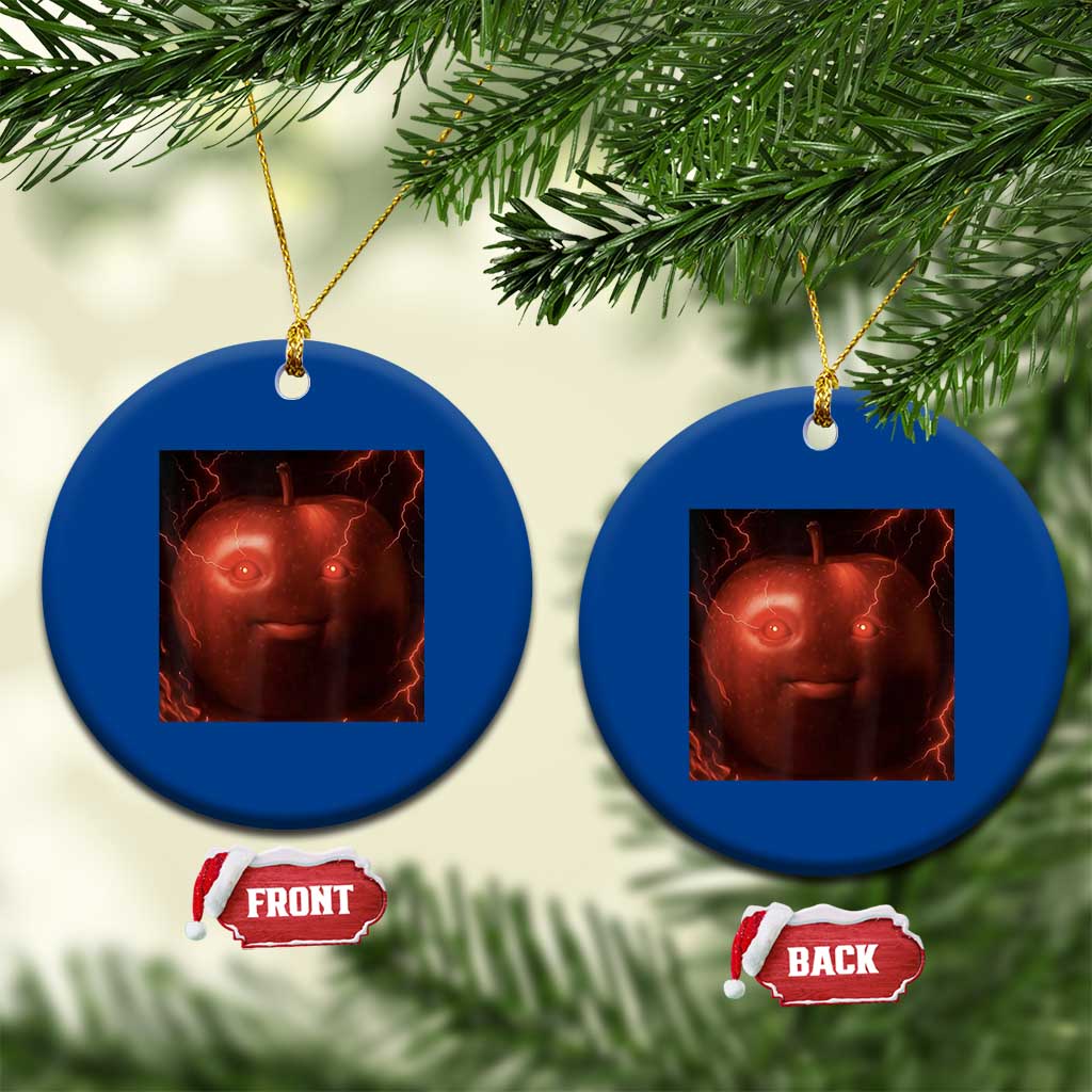 Evil Freaky Apple Meme Ceramic Ornament Creepy Dark AI Fruit Face With Glowing Eyes - Wonder Print Shop