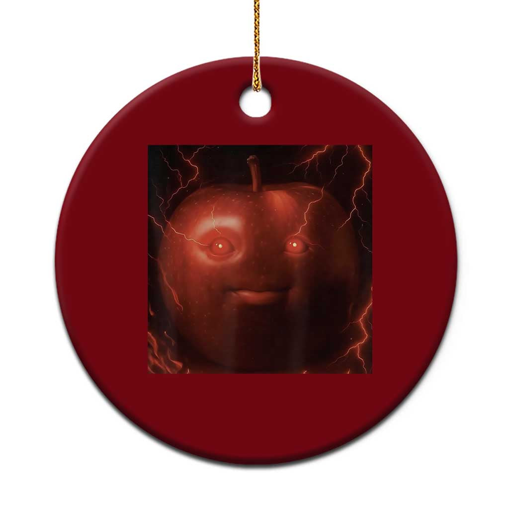 Evil Freaky Apple Meme Ceramic Ornament Creepy Dark AI Fruit Face With Glowing Eyes - Wonder Print Shop