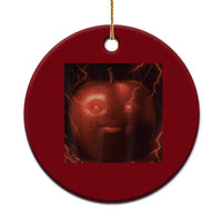 Evil Freaky Apple Meme Ceramic Ornament Creepy Dark AI Fruit Face With Glowing Eyes - Wonder Print Shop