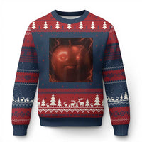 Evil Freaky Apple Meme Ugly Christmas Sweater Creepy Dark AI Fruit Face With Glowing Eyes - Wonder Print Shop