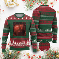 Evil Freaky Apple Meme Ugly Christmas Sweater Creepy Dark AI Fruit Face With Glowing Eyes - Wonder Print Shop