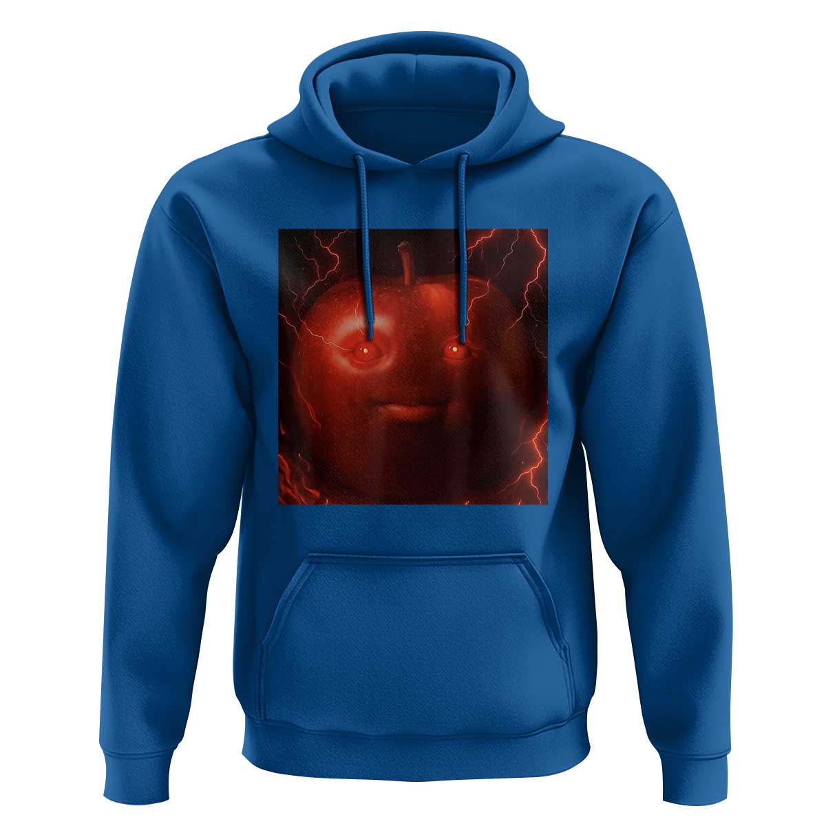 Evil Freaky Apple Meme Hoodie Creepy Dark AI Fruit Face With Glowing Eyes - Wonder Print Shop