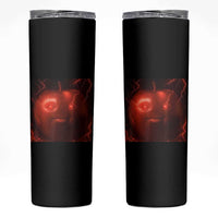 Evil Freaky Apple Meme Skinny Tumbler Creepy Dark AI Fruit Face With Glowing Eyes - Wonder Print Shop