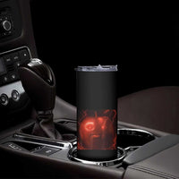 Evil Freaky Apple Meme Skinny Tumbler Creepy Dark AI Fruit Face With Glowing Eyes - Wonder Print Shop