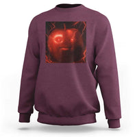 Evil Freaky Apple Meme Sweatshirt Creepy Dark AI Fruit Face With Glowing Eyes - Wonder Print Shop