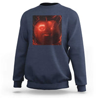 Evil Freaky Apple Meme Sweatshirt Creepy Dark AI Fruit Face With Glowing Eyes - Wonder Print Shop