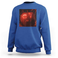 Evil Freaky Apple Meme Sweatshirt Creepy Dark AI Fruit Face With Glowing Eyes - Wonder Print Shop