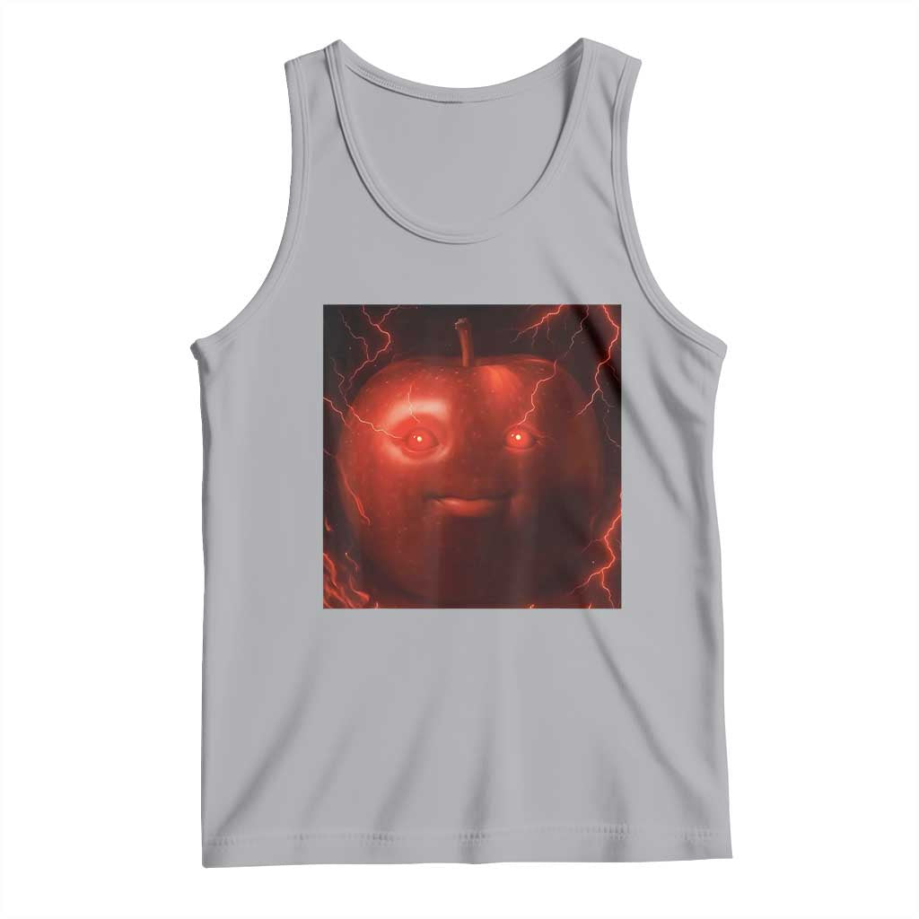 Evil Freaky Apple Meme Tank Top Creepy Dark AI Fruit Face With Glowing Eyes - Wonder Print Shop