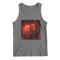 Evil Freaky Apple Meme Tank Top Creepy Dark AI Fruit Face With Glowing Eyes - Wonder Print Shop