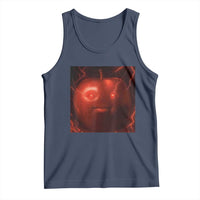 Evil Freaky Apple Meme Tank Top Creepy Dark AI Fruit Face With Glowing Eyes - Wonder Print Shop