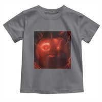 Evil Freaky Apple Meme Toddler T Shirt Creepy Dark AI Fruit Face With Glowing Eyes - Wonder Print Shop