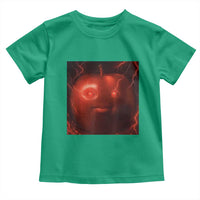 Evil Freaky Apple Meme Toddler T Shirt Creepy Dark AI Fruit Face With Glowing Eyes - Wonder Print Shop