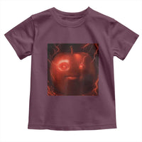 Evil Freaky Apple Meme Toddler T Shirt Creepy Dark AI Fruit Face With Glowing Eyes - Wonder Print Shop