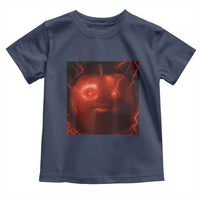 Evil Freaky Apple Meme Toddler T Shirt Creepy Dark AI Fruit Face With Glowing Eyes - Wonder Print Shop