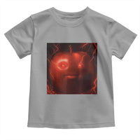 Evil Freaky Apple Meme Toddler T Shirt Creepy Dark AI Fruit Face With Glowing Eyes - Wonder Print Shop