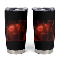 Evil Freaky Apple Meme Tumbler Cup Creepy Dark AI Fruit Face With Glowing Eyes - Wonder Print Shop