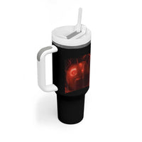 Evil Freaky Apple Meme Tumbler With Handle Creepy Dark AI Fruit Face With Glowing Eyes - Wonder Print Shop