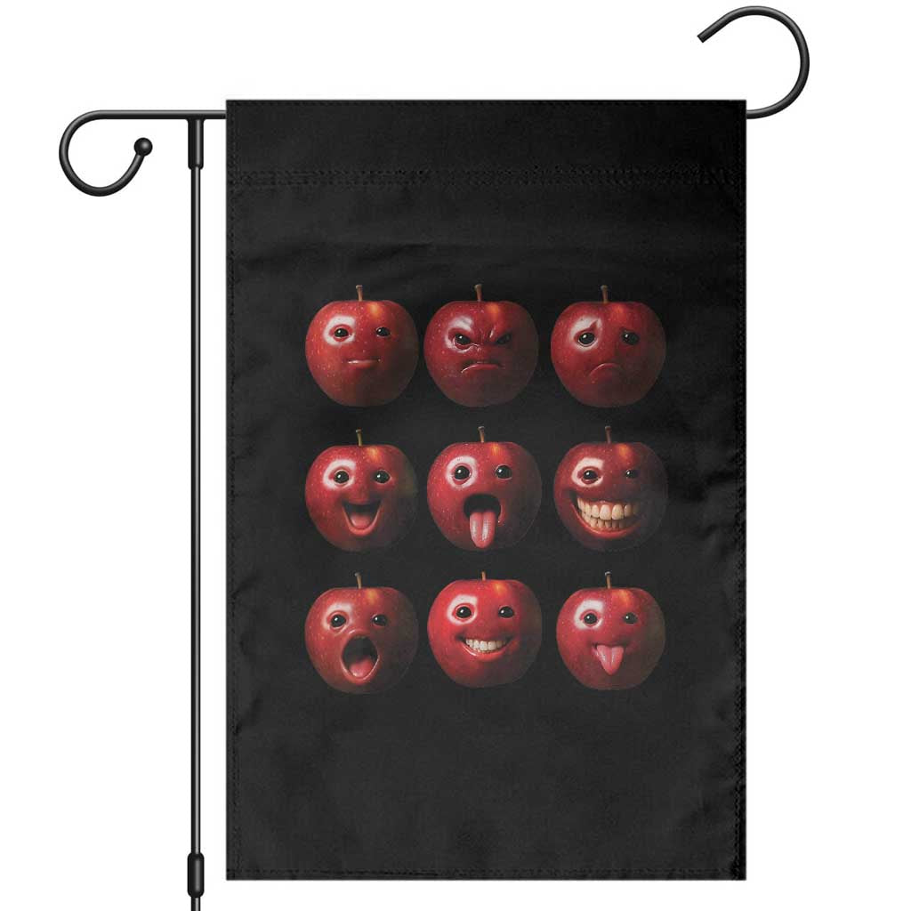 Funny Freaky Apple Faces Meme Graphic Garden Flag Surreal Weird AI Fruit Emotions - Wonder Print Shop