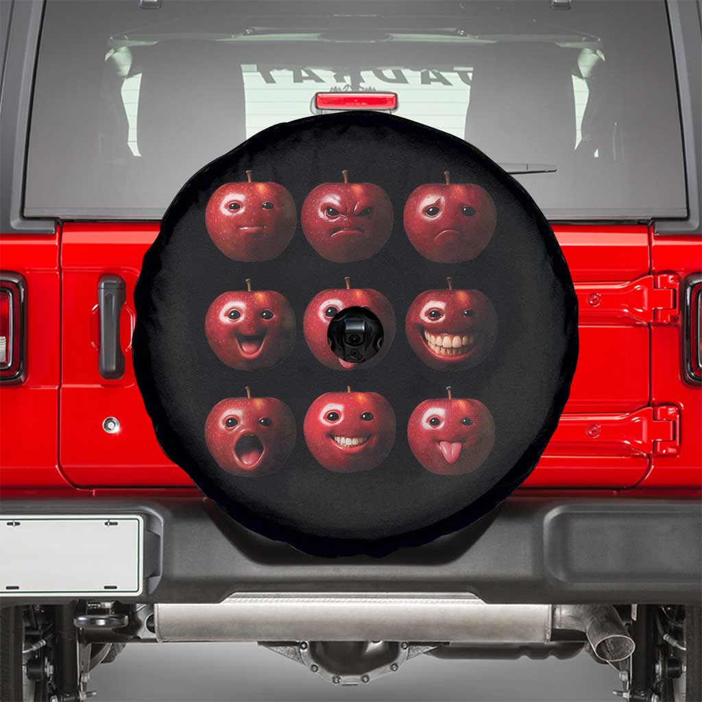Funny Freaky Apple Faces Meme Graphic Spare Tire Cover Surreal Weird AI Fruit Emotions - Wonder Print Shop
