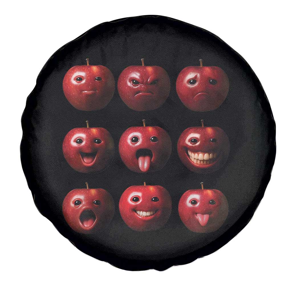 Funny Freaky Apple Faces Meme Graphic Spare Tire Cover Surreal Weird AI Fruit Emotions - Wonder Print Shop