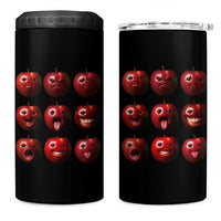 Funny Freaky Apple Faces Meme Graphic 4 in 1 Can Cooler Tumbler Surreal Weird AI Fruit Emotions - Wonder Print Shop