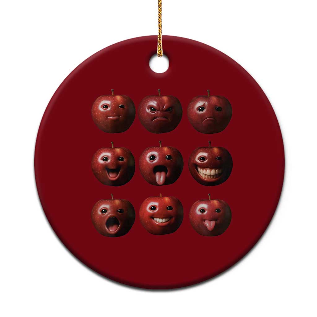 Funny Freaky Apple Faces Meme Graphic Ceramic Ornament Surreal Weird AI Fruit Emotions - Wonder Print Shop