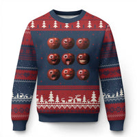 Funny Freaky Apple Faces Meme Graphic Ugly Christmas Sweater Surreal Weird AI Fruit Emotions - Wonder Print Shop