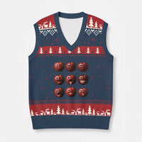 Funny Freaky Apple Faces Meme Graphic V-Neck Knit Sweater Vest Surreal Weird AI Fruit Emotions - Wonder Print Shop